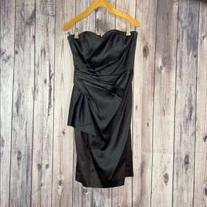 Women’s Strapless Black Satin Cocktail Dress 2